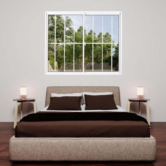 Janela De Correr Alumínio 2 Folhas Grade Vidro Liso Branco MGM 120x150cm - Imagem principal - 7a344dee-7a9b-48be-8d7f-4baed57ee828