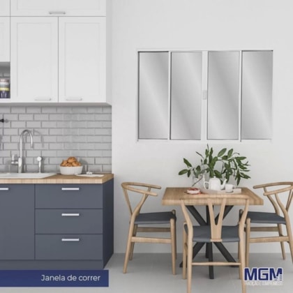 Janela De Correr Alumínio 4 Folhas Vidro Liso Branco MGM 120x150cm