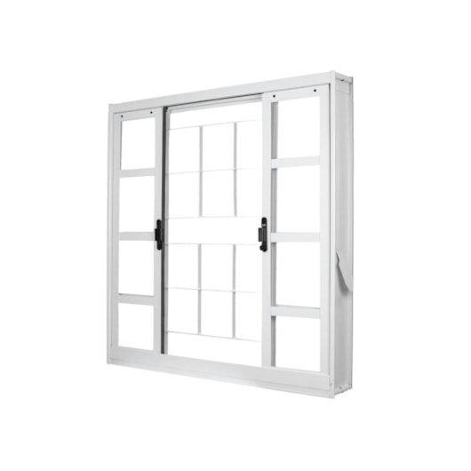 Janela De Correr Em Aço 4 Folhas Vidro Liso E Grade Quadrada Branco MGM 100x120x12cm - Imagem principal - 353f7133-d86f-4e8d-99a1-7452c3283fb5