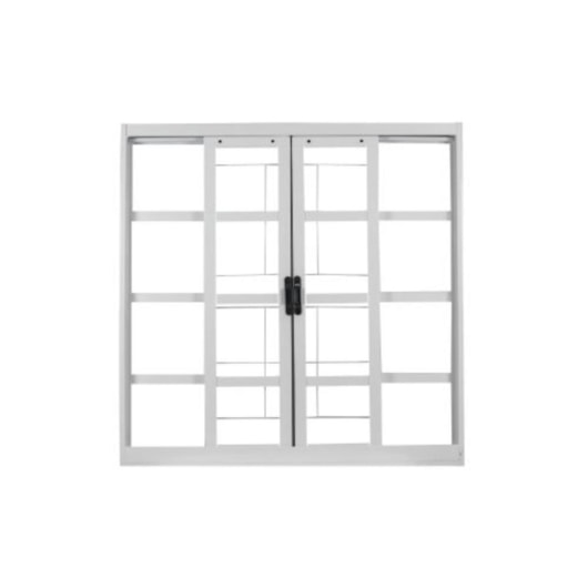 Janela De Correr Em Aço 4 Folhas Vidro Liso E Grade Quadrada Branco MGM 100x120x12cm - Imagem principal - 6815763f-c884-4e5f-aced-07d488f478f3