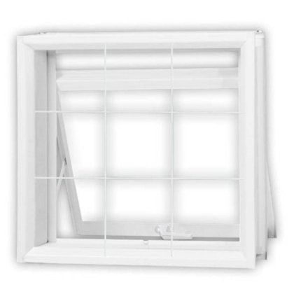 Janela Máximo Ar Minas Sul Com Grade Quadriculada Vidro Aço Mini Boreal Branco MGM 60x80x12cm