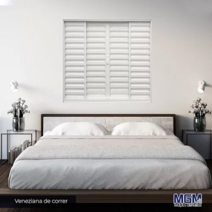 Janela Veneziana 4 Folhas Alumínio Soft Plus Branco MGM 100x150cm