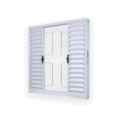 Janela Veneziana 4 Folhas Grade Quadriculada Branco MGM 100x120x7cm