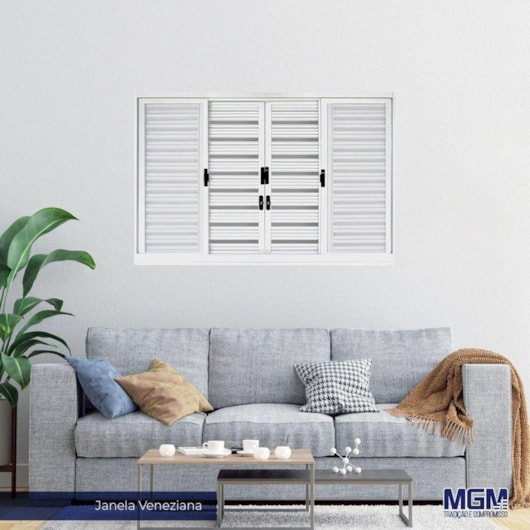 Janela Veneziana 6 Folhas Em Aço Sem Grade Ecoflex Branco MGM 100x150x12cm - Imagem principal - 12548e1b-55ed-4e16-8d8f-30768305dc82
