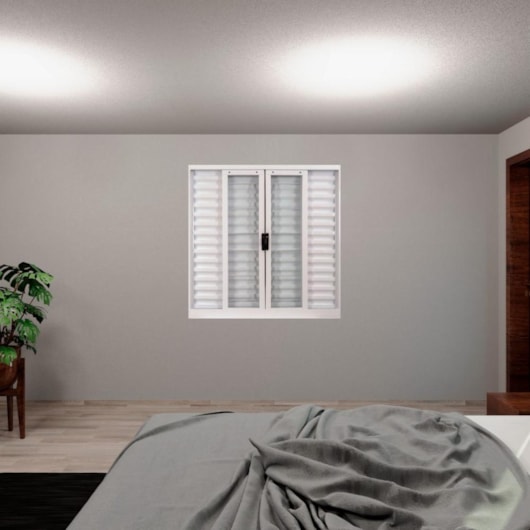 Janela Veneziana 6 Folhas Grade Quadriculada Com Vidro Aço Minas Sul Branco MGM 100x200x12cm - Imagem principal - d0e818ba-9820-458a-a4d7-e97c1ce04c67