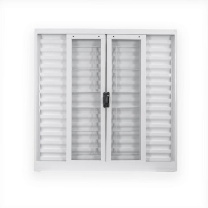 Janela Veneziana 6 Folhas Grade Quadriculada Com Vidro Aço Minas Sul Branco MGM 100x200x12cm