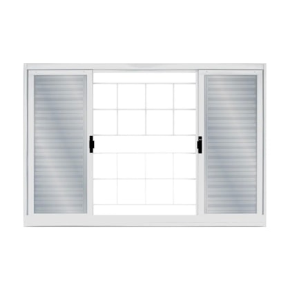 Janela Veneziana 6 Folhas Grade Quadriculada Com Vidro Branco MGM 100x200x12cm