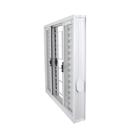 Janela Veneziana 6 Folhas Grade Quadriculada Com Vidro Branco MGM 120x150x12cm - Imagem principal - 2f169167-ffb1-42e1-b1cd-033387989edf