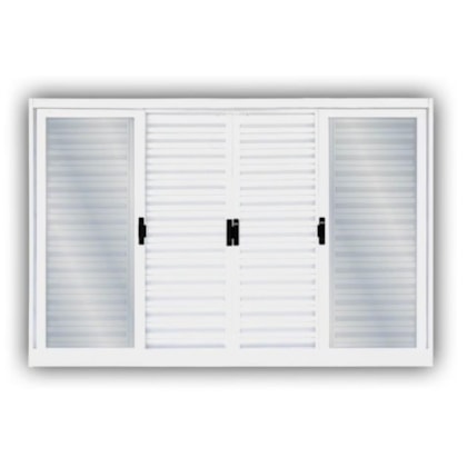 Janela Veneziana 6 Folhas Vidro Liso Minas Sul Aço Branco MGM 120x200cm