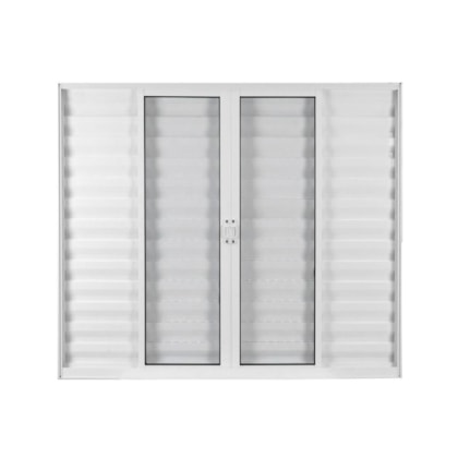 Janela Veneziana  De Alumínio 6 Folhas Vidro Liso Soft Branco Mgm 120x200cm