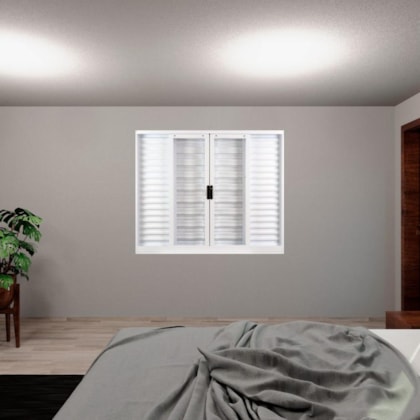 Janela Veneziana De Alumínio 6 Folhas Vidro Liso Soft Plus Branco Mgm 100x150cm