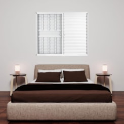 Janela Veneziana De Correr 3 folhas e 1 Fixa Com Grade Vidro Liso Mini Boreal Soft Branco MGM 100x120cm