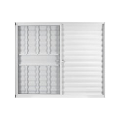 Janela Veneziana De Correr 3 folhas e 1 Fixa Com Grade Vidro Liso Mini Boreal Soft Branco MGM 100x150cm