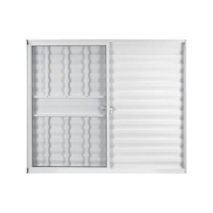 Janela Veneziana De Correr 3 folhas e 1 Fixa Com Grade Vidro Liso Mini Boreal Soft Branco MGM 100x150cm