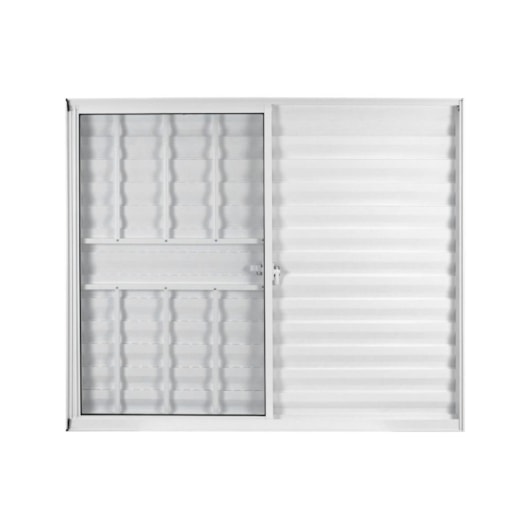 Janela Veneziana De Correr 3 folhas e 1 Fixa Com Grade Vidro Liso Mini Boreal Soft Branco MGM 100x150cm - Imagem principal - da8d6959-6dd3-4e2b-9855-5c1d2a78fdc3