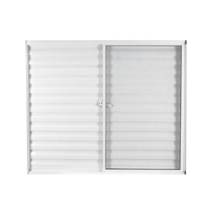 Janela Veneziana De Correr 3 folhas e 1 Fixa Vidro Liso Soft Branco MGM 100x100cm