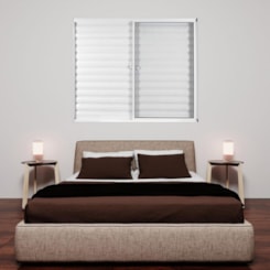 Janela Veneziana De Correr 3 folhas e 1 Fixa Vidro Liso Soft Branco MGM 100x100cm