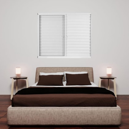 Janela Veneziana De Correr 3 folhas e 1 Fixa Vidro Liso Soft Plus Branco MGM 100x100cm