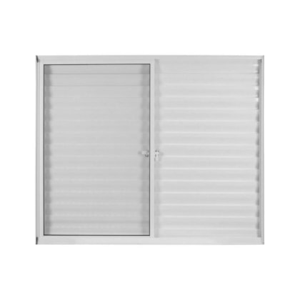 Janela Veneziana De Correr 3 folhas e 1 Fixa Vidro Liso Soft Plus Branco MGM 100x100cm