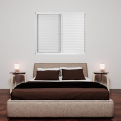 Janela Veneziana De Correr 3 folhas e 1 Fixa Vidro Liso Soft Plus Branco MGM 100x150cm