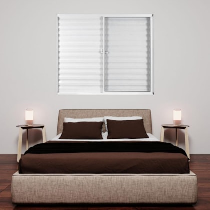 Janela Veneziana De Correr 3 folhas e 1 Fixa Vidro Mini Boreal Soft Branco MGM 100x100cm
