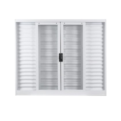 Janela Veneziana Ecoflex 3 Folhas Vidro Em Aço Minas Sul Branco MGM 120x150xcm