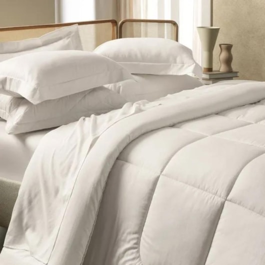 Jogo De Cama Bossa Casal Branco 300 Fios Karsten 220x260cm - Imagem principal - 9c1109b1-c577-49a0-b42e-6f4198df7f02
