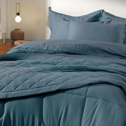 Jogo De Cama Bossa Casal Indigo 300 Fios Karsten 220x260cm