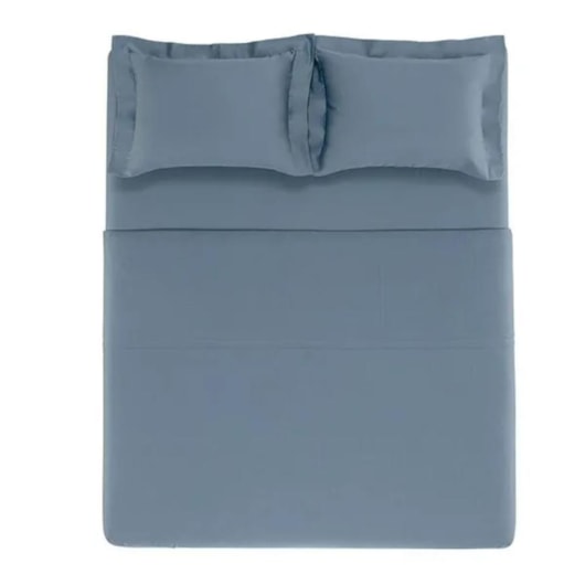 Jogo De Cama Bossa King Indigo 300 Fios Karsten 290x260cm - Imagem principal - 1ba9921d-bb6d-4eca-9658-e42f1e5621a4