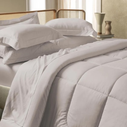 Jogo De Cama Bossa Prata Queen Cinza 300 Fios Karsten 240x260cm