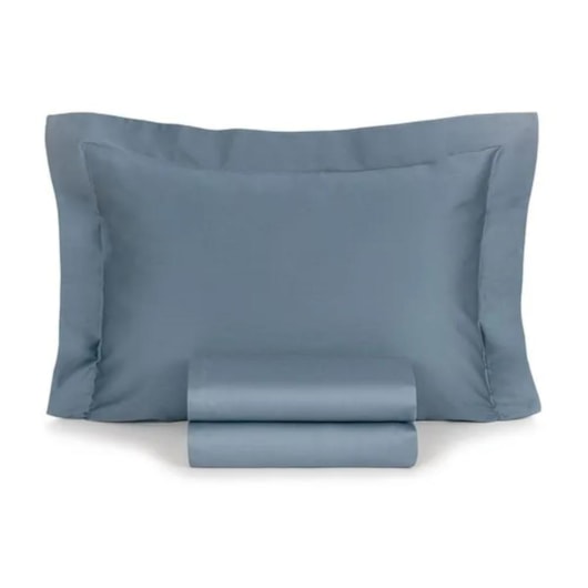 Jogo De Cama Bossa Queen Indigo 300 Fios Karsten 240x260cm - Imagem principal - 54f17213-7ed9-4d12-836d-a57d8be54d57