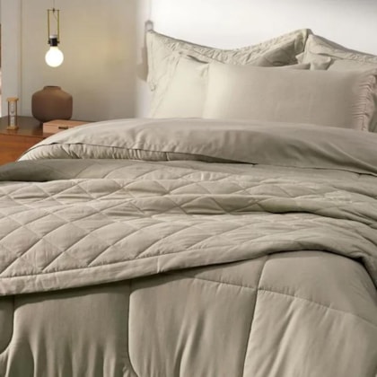 Jogo De Cama Bossa Solteiro Areia 300 Fios Karsten 180x260cm