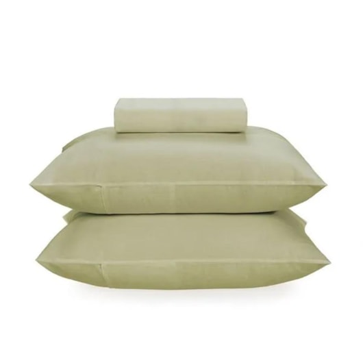 Jogo De Cama Matiza Casal Verde Cha 160 fios Karsten 138x188x30cm - Imagem principal - 9ec37180-5a13-4b1d-bdec-579ea9900f47