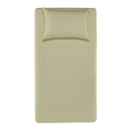 Jogo De Cama Matiza Solteiro Verde Cha 160 fios Karsten 100x200x30cm