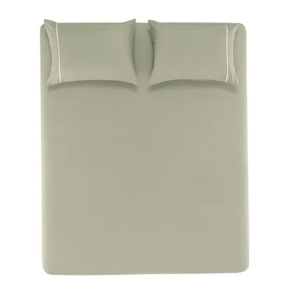 Jogo De Cama Noah Casal Verde Chá Com Branco 160 fios Karsten 138x188x30cm