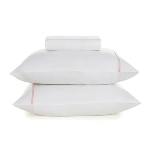 Jogo De Cama Noah King Branco Com Rosa Giz Karsten 193x203x35cm - Imagem principal - a49691f6-4ceb-412b-a0d8-e1f71c55bee4