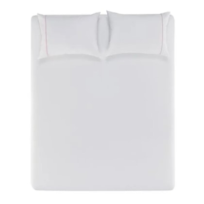 Jogo De Cama Noah King Branco Com Rosa Giz Karsten 193x203x35cm