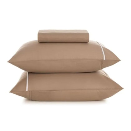 Jogo De Cama Noah King Caramelo Com Branco Karsten 193x203x35cm