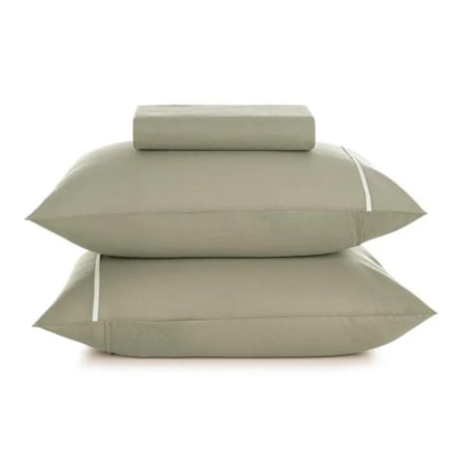 Jogo De Cama Noah King Verde Chá Com Branco Karsten 193x203x35cm