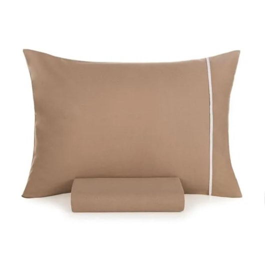 Jogo De Cama Noah Queen Caramelo Com Branco Karsten 158x198x30cm - Imagem principal - fb62559d-4eb9-4457-b4be-42dc3431a6fe
