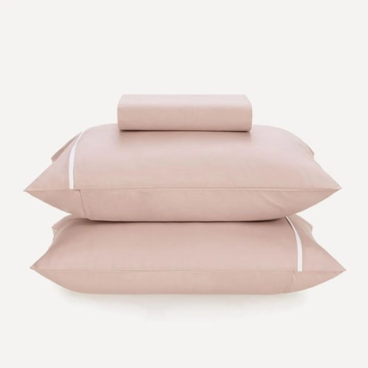 Jogo De Cama Noah Rosa/Branco Casal Karsten 138X188X30cm - Imagem principal - 39c06917-f995-4b78-865e-f9762e480b61