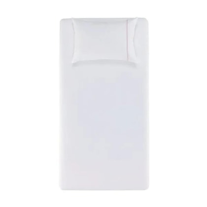 Jogo De Cama Noah Solteiro Branco Com Rosa Giz 160 fios Karsten 100x200x30cm