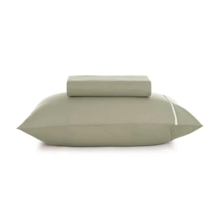 Jogo De Cama Noah Solteiro Verde Chá Com Branco Karsten 100x200x30cm