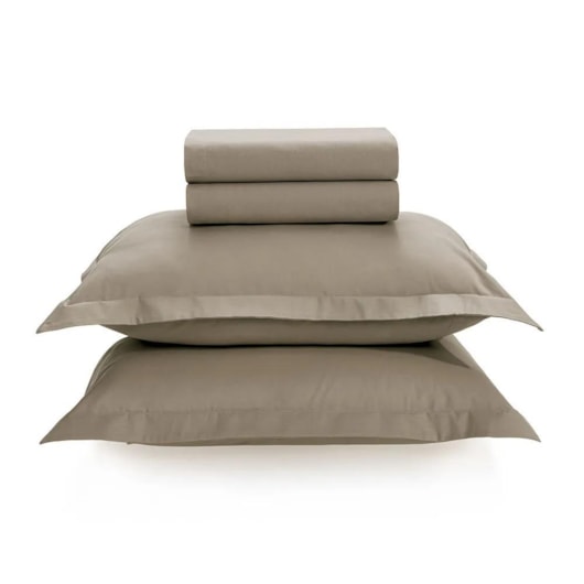 Jogo De Cama Tom Grao Queen Bege 200 Fios Karsten 240x250cm - Imagem principal - 5c0112aa-59a6-4a82-8b9b-545320ac589b