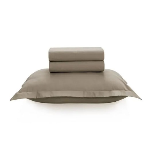 Jogo De Cama Tom Grao Solteiro Bege 200 Fios Karsten 180x250cm - Imagem principal - 32245234-9053-4731-bed4-bea9ab7de008