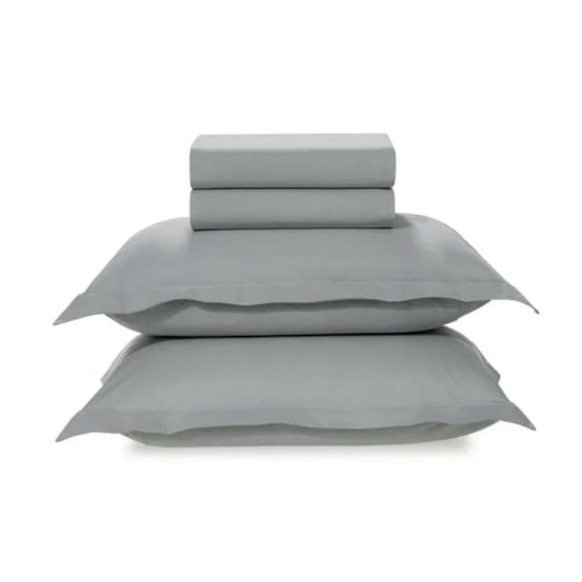 Jogo De Cama Tom Mineral Casal Cinza 200 Fios Karsten 220x250cm - Imagem principal - f0411270-bee0-4e15-9890-7a270903c30a