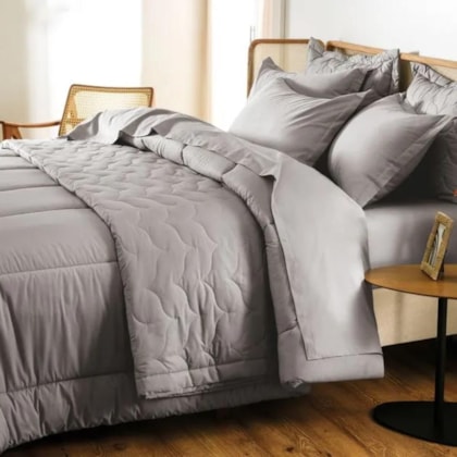 Jogo De Cama Tom Titanio Queen Cinza Karsten 240x250cm