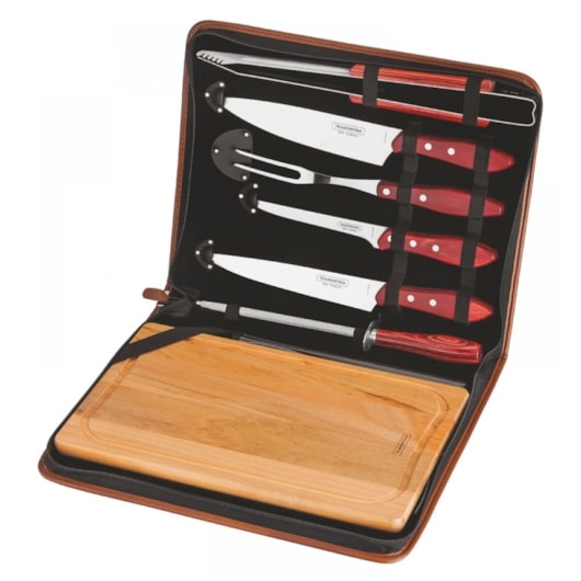Jogo De Churrasco Em Inox Com 8 Peças Tramontina Polywood 21198/765 - Imagem principal - a1a4ff99-f411-404a-be35-3e45ccaafc91