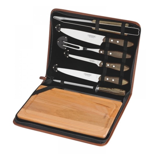 Jogo De Churrasco Em Inox Com 8 Peças Tramontina Polywood 21198/965 - Imagem principal - ea2645c3-d61a-4af1-ba9d-3621f97fe72e