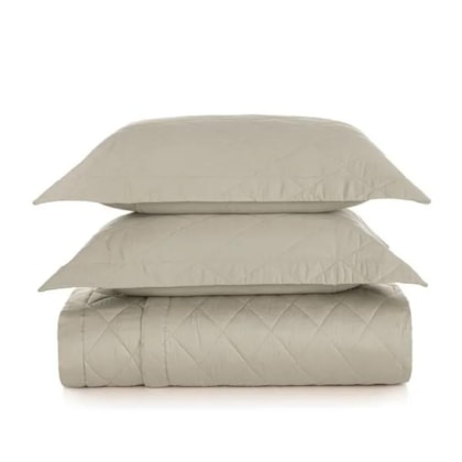 Jogo De Colcha Com Porta Travesseiro Bossa Casal Areia 300 Fios Karsten 220x260cm